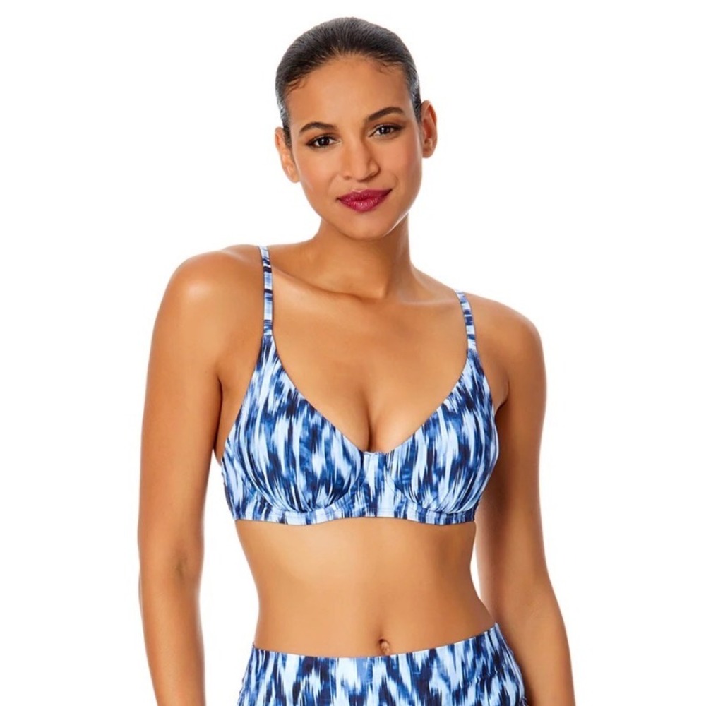 Anne Cole Blue White Abstract Ikat Underwire Bikini Top Size 38C/40B NEW